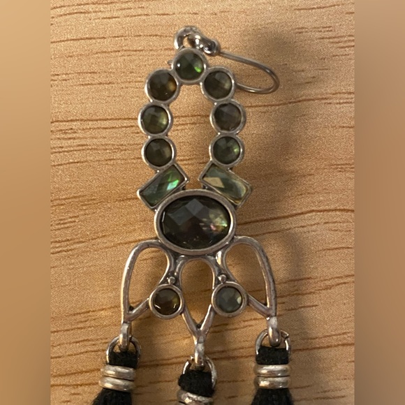 Silver colored black tassel earrings - Picture 3 of 6